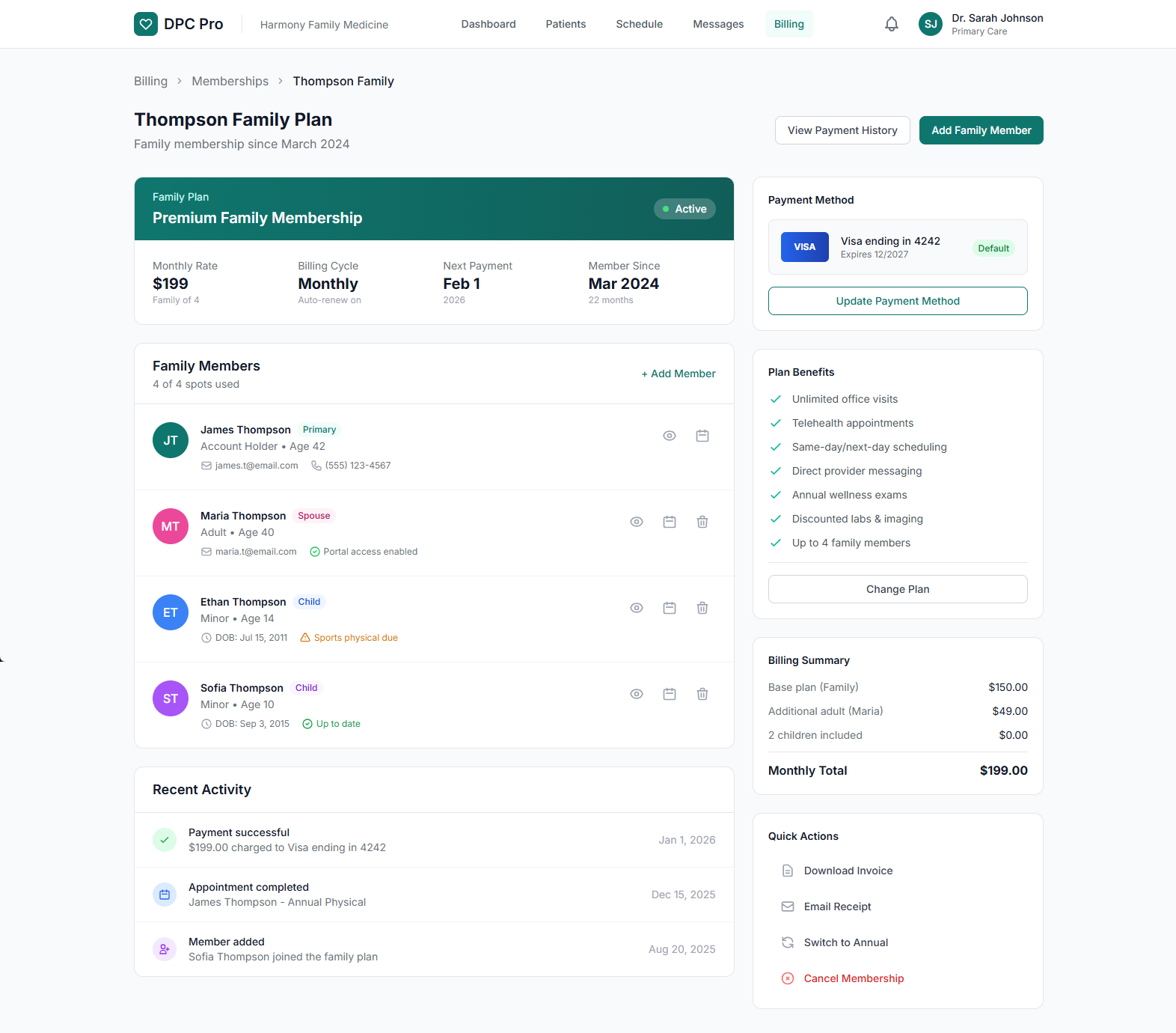 DPC Pro Family Plan Management